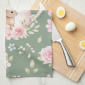 Linge De Cuisine Whimsical Bunny Teapot Floral Spring  (Quart Plié)