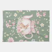 Linge De Cuisine Whimsical Bunny Teapot Floral Spring  (Horizontal)