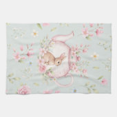 Linge De Cuisine Whimsical Bunny Teapot Floral Spring  (Horizontal)