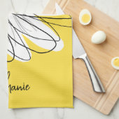 Linge De Cuisine Whimsical Daisy Texte personnalisé et peut modifie (Quart Plié)