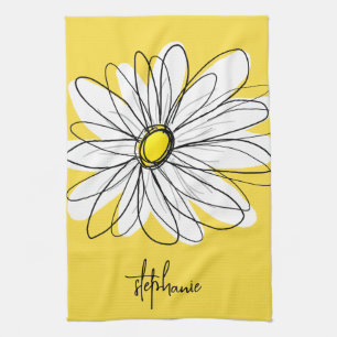 Linge De Cuisine Whimsical Daisy Texte personnalisé et peut modifie