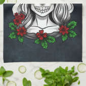 Linge De Cuisine Whimsical gothique Père Noël Crâne Noël (Plié)