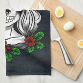 Linge De Cuisine Whimsical gothique Père Noël Crâne Noël (Quart Plié)