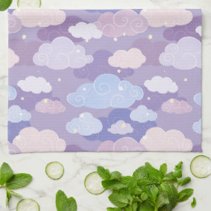 Linge De Cuisine Whimsical Pastel Clouds et étoiles Motif