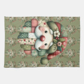 Linge De Cuisine Whimsical Patchwork Santa Folk Christmas (Horizontal)