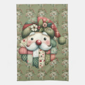 Linge De Cuisine Whimsical Patchwork Santa Folk Christmas (Vertical)