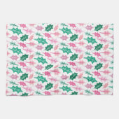 Linge De Cuisine Whimsical Pink and Green Christmas Holly Leaves (Horizontal)
