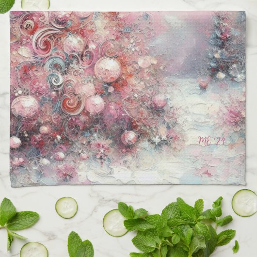 Linge De Cuisine Whimsical Pink Christmas Tree Personalized (Plié)