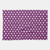 Linge De Cuisine Whimsical Polka Dot Dog Empreinte de patte violet (Horizontal)