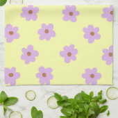 Linge De Cuisine Whimsical violet et jaune floral rétro joyeux (Plié)