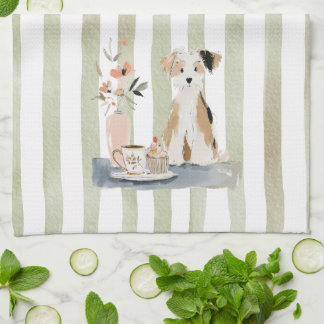 Linge De Cuisine Whimsical Watercolor Tea Time Dog Kitchen Towels