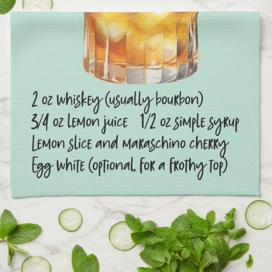 Linge De Cuisine Whiskey Sour Cocktail Recette (Plié)