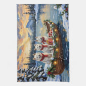 Linge De Cuisine White American Eskimo Dog Christmas Boat Holiday (Vertical)