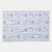 Linge De Cuisine White Blue Coastal Chic Palm Trees Bows Stripes (Horizontal)