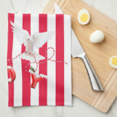 Linge De Cuisine White Christmas Dove On Stripes (Quart Plié)