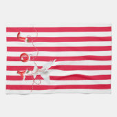 Linge De Cuisine White Christmas Dove On Stripes (Horizontal)