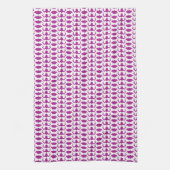 Linge De Cuisine White Dog Bone Herringbone Pattern Dark Magenta (Vertical)