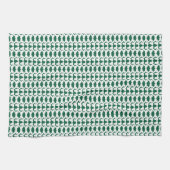 Linge De Cuisine White Dog Bone Herringbone Pattern Hunter Green (Horizontal)