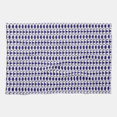 Linge De Cuisine White Dog Bone Herringbone Pattern Navy Blue (Horizontal)