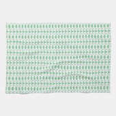 Linge De Cuisine White Dog Bone Herringbone Pattern Sage Green (Horizontal)