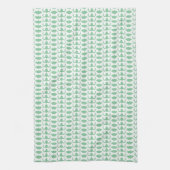 Linge De Cuisine White Dog Bone Herringbone Pattern Sage Green (Vertical)