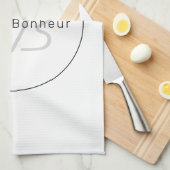 Linge De Cuisine White Grey et Black | Cool Name & Monogram (Quart Plié)