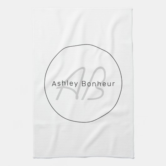 Linge De Cuisine White Grey et Black | Cool Name & Monogram (Vertical)