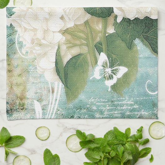 Linge De Cuisine White hydrangea (Plié)