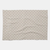 Linge De Cuisine White On Beige Polka Dots Pattern With Custom Name (Horizontal)