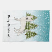 Linge De Cuisine White Swiss Shepherd White GSD Chien Forêt d'hiver (Horizontal)