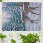 Linge De Cuisine Whitetail Deer & Christmas Tree Scene hivernale (Plié)