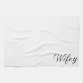 Linge De Cuisine Wifey moderne noir Script femmes blanches (Horizontal)