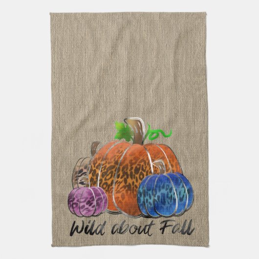 Linge De Cuisine Wild About Fall Empreintes de léopard Citrouilles (Vertical)