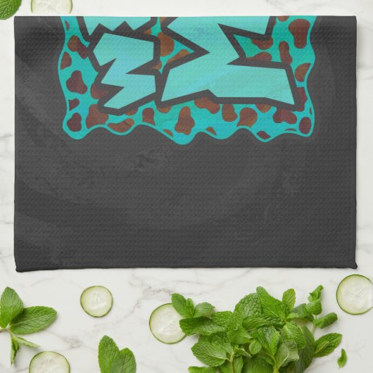 Linge De Cuisine Wild me Dalmatien Conception Brown et Turquoise (Plié)