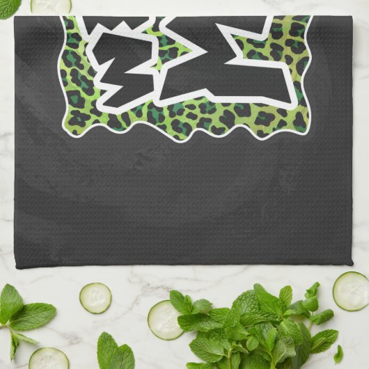 Linge De Cuisine Wild Me Leopard Design noir et vert (Plié)