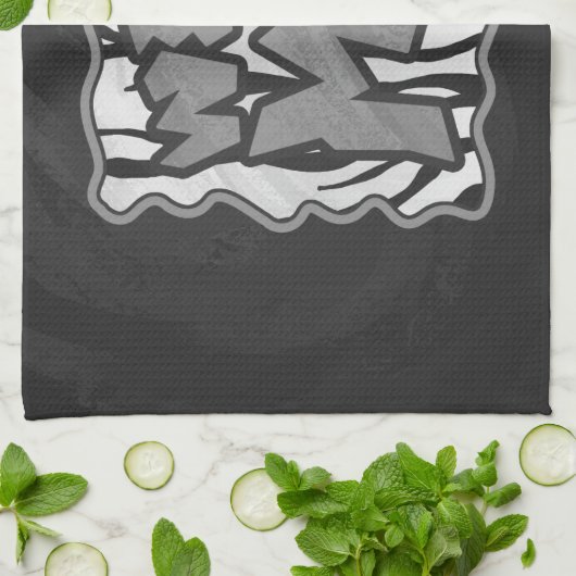 Linge De Cuisine Wild Me Tiger noir et blanc (Plié)