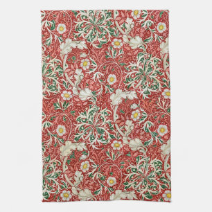 Linge De Cuisine William Morris Algue Antique Fleur Rouge Vert