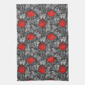 Linge De Cuisine William Morris Anemone, gris / gris et rouge (Vertical)