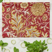 Linge De Cuisine William Morris Cherwell Motif Floral Rouge (Plié)
