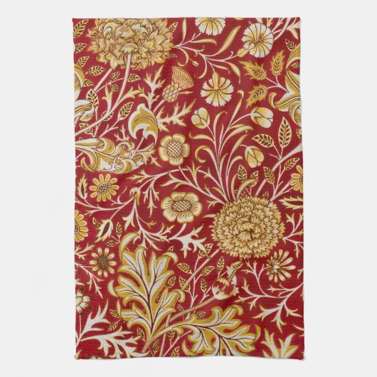 Linge De Cuisine William Morris Cherwell Motif Floral Rouge (Vertical)