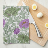 Linge De Cuisine William Morris Chrysanthemum Floral violet vert (Quart Plié)