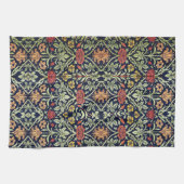 Linge De Cuisine William Morris Fleurs Feuillage Vert Jaune Rouge R (Horizontal)