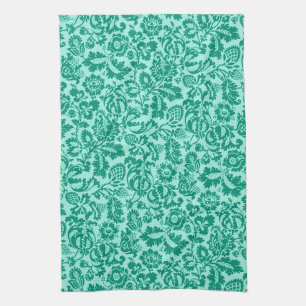 Linge De Cuisine William Morris Floral Damask, Turquoise et Aqua