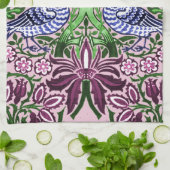 Linge De Cuisine William Morris Folk Art Oiseaux Fleurs Acorns (Plié)