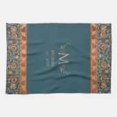 Linge De Cuisine William Morris Holland Park Blue & Red Monogram (Horizontal)