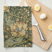 Linge De Cuisine William Morris Honeysuckle Vert Floral (Quart Plié)