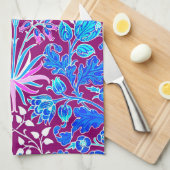 Linge De Cuisine William Morris Hyacinth Imprimer, Aqua et Purple (Quart Plié)