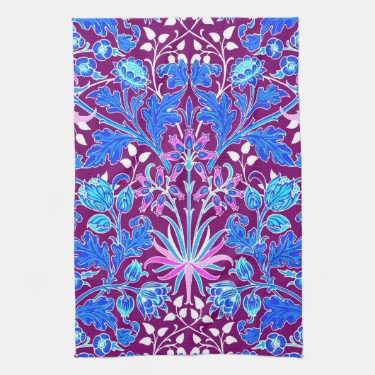Linge De Cuisine William Morris Hyacinth Imprimer, Aqua et Purple (Vertical)
