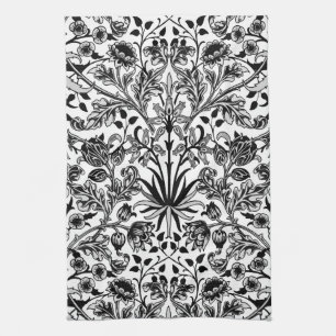 Linge De Cuisine William Morris Hyacinth Imprimer, noir, blanc et g
