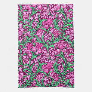 Linge De Cuisine William Morris Irises, Fuchsia, rose et vin